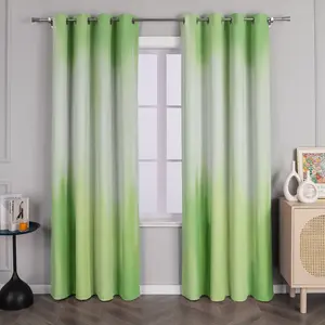 Плотные шторы с люверсами, затемняющие (1 шт.), градиентные шторы с люверсами, зеленые, ШxВ 175x135 см Joyswahl