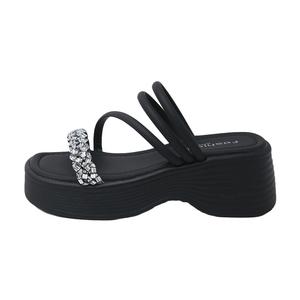 NANJIREN Женские сандалии на одной застежке черные, цвет Black