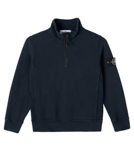 Хлопковый свитер Compass с полумолнией Stone Island Junior, Navy Blue