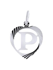 Lucardi Подвеска из серебра 925 пробы в форме сердца с буквой «П»