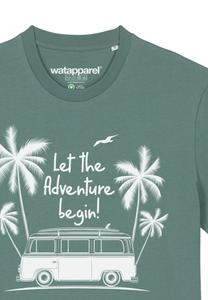 Футболка с принтом LET THE ADVENTURE BEGIN watapparel, темно-зеленый