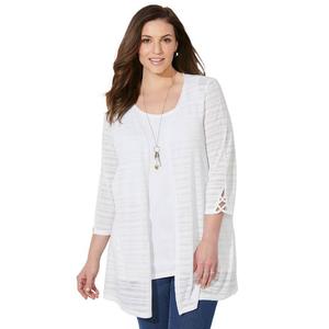 Женский кардиган в темную полоску, большие размеры,Catherines, белый