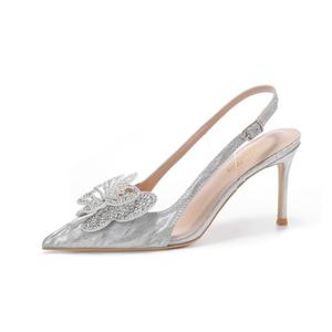 Туфли на тонком каблуке высотой 8 см, женские, серебристые HKCP, Silver