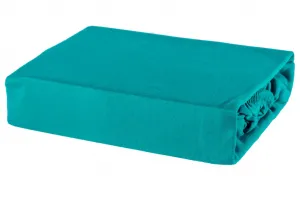 Простыня на резинке из 100% хлопкового трикотажа - 80x160 Изумрудно-синяя