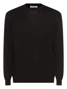 Свитер из натуральной шерсти с круглым вырезом Malo, черный