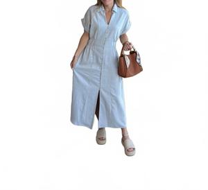 Платье Quinn на пуговицах светло-голубого цвета Hem & Thread, светло-голубой