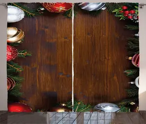 Рождественская штора ABAKUHAUS в деревенском стиле, с блестками в деревенском стиле, универсальные ленточные шторы для гостиной с петлями и крючками, 280 x 225 см, разноцветные Abakuhaus