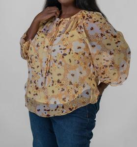 Joie Шелковая блузка с длинными рукавами Brigitta - размер Plus, янтарно-золотой цвет