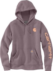 Женская свободная толстовка Carhartt средней плотности с логотипом на рукавах, цвет пепельно-ягодный, меланжевый, размер X-Small