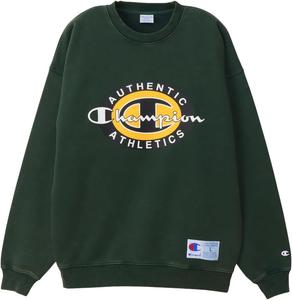 Мужская толстовка Champion с длинным рукавом, из французской махровой ткани, свободного кроя, темно-зеленый