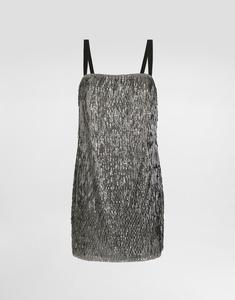 Платье с вышивкой из пайеток Dolce & Gabbana, серебряный