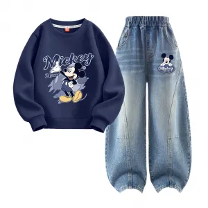 Детская повседневная спортивная футболка с круглым вырезом Moderate Disney, diyaqi темно- синий+diyaqi k denim светло-синий