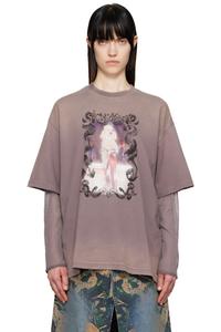 Футболка с фиолетовым многослойным принтом Acne Studios