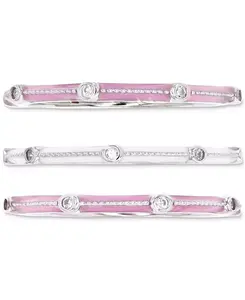 Набор из 3 колец с кубическим цирконием и эмалью Macy'S, pink