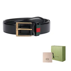 Кожаный ремень с логотипом Gucci унисекс, черный