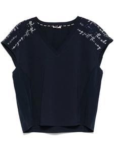 Футболка LIU JO с принтом, украшенным кристаллами, синий