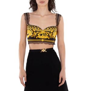 Versace Barocco Printed Bralette Top, черный