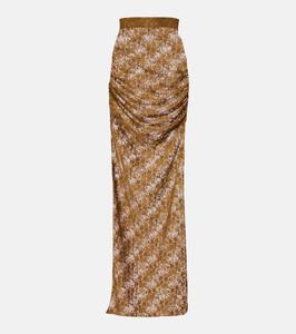 Прозрачная кружевная юбка с цветочным узором Alex Perry, хаки