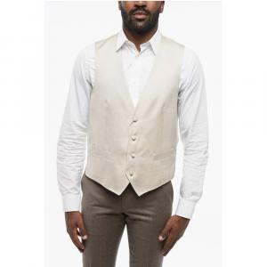 Жилет из смесового шелка с 4 пуговицами и прорезными карманами CODE Corneliani, Beige