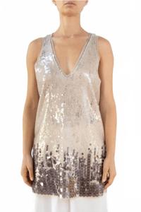 Серебряная блузка с пайетками без рукавов Aviu