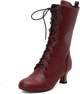 Женские сапоги LYYSKY с шнуровкой, средний каблук, средняя голень. Пожалуйста, смотрите таблицу размеров и описание товара. Размеры US4-US17/EU34-EU50, Wine Red(Pu)