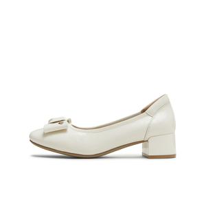 Женские туфли на высоком каблуке white/black Teenmix, экрю