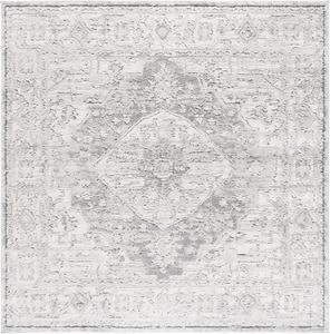 Ковер SAFAVIEH, 201 x 201 см, Luna Collection, Grey & Ivory, без ворса и простой в уходе, идеален для помещений с высокой проходимостью в гостиной, спальне, столовой (LUN108F-7SQ)