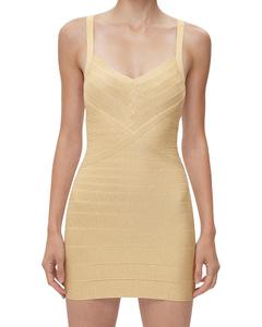 Мини-платье Icon Metallic Bandage с бюстье Hervé Léger, коричневый/бежевый
