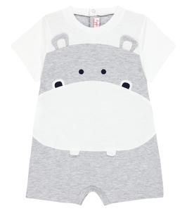 Боди из хлопка с изображением бегемота Il Gufo, Grigio Nickel