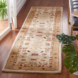 Ковер SAFAVIEH, 69 x 610 см, Anatolia Collection Runner, Ivory & Gold, ручной работы, традиционный восточный из шерсти, идеален для помещений с высокой проходимостью в гостиной, спальне (AN543C)