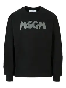 Футболка с длинными рукавами и принтом логотипа MSGM Kids, черный