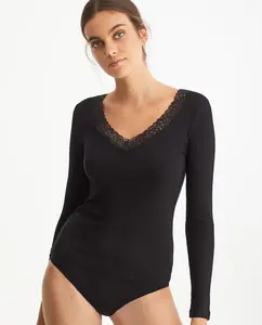 Женская футболка в рубчик из модала с длинными рукавами Promise, черный