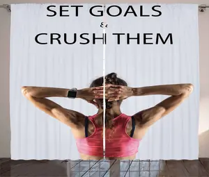 Штора ABAKUHAUS Fitness Rustic, модель "Женская спортивная", присборенная, для спальни, с петлями и крючками, 280 x 245 см, цвет: черный, бежевый, розовый Abakuhaus