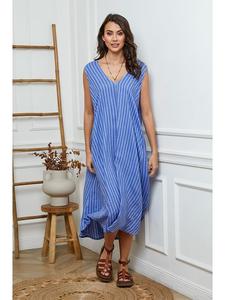 Длинное платье La Compagnie Du Lin Leinen, синий