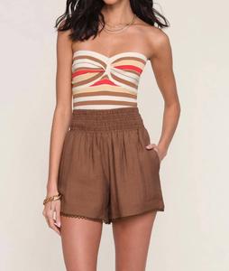 Коричневые шорты со сборками на талии Heartloom