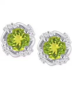 Серьги-Гвоздики 1/3 дюйма в оправе из драгоценных камней и бриллиантов из 14-каратного желтого золота (также из 14-каратного белого золота) Macy'S, peridot