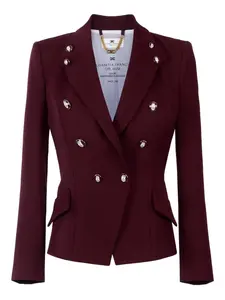 Двубортный пиджак с эмалевыми пуговицами Elisabetta Franchi, красный