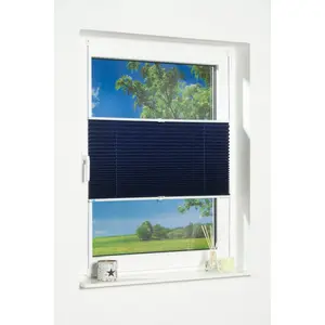 Жалюзи-плиссе K-HOME «Klemmfix Pisa», светозащита, без сверления, натянутый, мятый вид, темно-синий