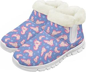 Pzuqiu Зимние сапоги для мальчиков и девочек с водонепроницаемой утепленной меховой подкладкой для малышей, детей и старших детей для холодной погоды и походов на улице, белая подошва