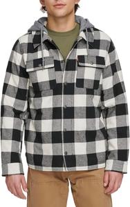 Мужская клетчатая куртка-рубашка Levi's с капюшоном и подкладкой из шерпы (стандартные размеры, большие и высокие), White Black Buffalo Plaid