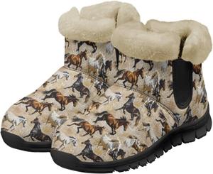 Женские зимние ботинки Jeiento Horse с противоскользящей подошвой, плюшевые ботинки для прогулок, Running Horse