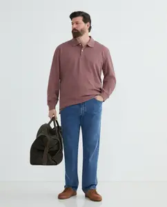 Мужская поло с длинным рукавом пике больших размеров Dustin, фуксия