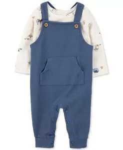 Комплект для мальчиков: футболка с длинным рукавом и теплый комбинезон (2 предмета) Carter's, синий