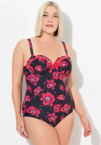 Купальник с цветочным принтом на косточках Ulla Popken, Black