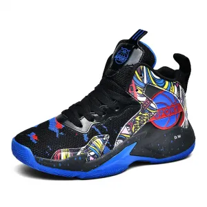 Баскетбольные кроссовки средней высоты с амортизацией ударов и износостойкостью для детей D&W, черный/синий