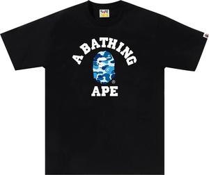 Футболка BAPE ABC Camo College 'Black/Blue', черный