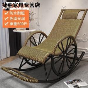 Fantasy Кресло-качалка из ротанга с усиленной двойной колесной системой, зеленое с золотым