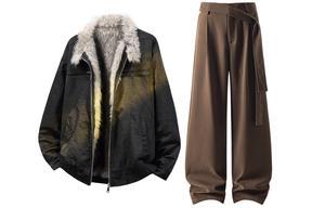 Повседневная спортивная одежда унисекс с воротником стойкой утепленная X1617, черный mountain hawk puffer jacket+coffee jeans