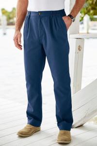 Удобные брюки со складками спереди 29 дюймов Cotton Traders, синий