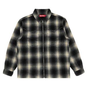 Рубашка Supreme Studded Shadow Plaid Zip Up Shirt, Black